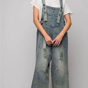 Easel Women's Blue Denim Overalls